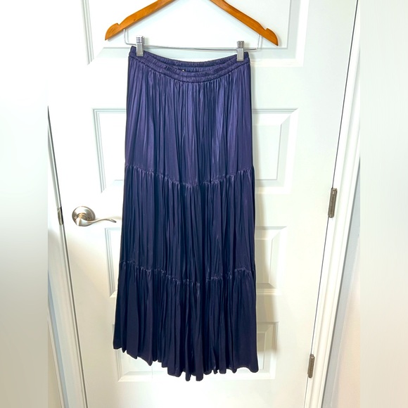 VINTAGE DOUBLE D RANCH Tiered Violet Satin Prairie Skirt SZ S - Picture 1 of 3